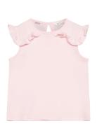 Frills Cotton T-Shirt Tops T-shirts Short-sleeved Pink Mango