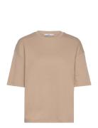 Over Cotton T-Shirt Tops T-shirts & Tops Short-sleeved Beige Mango