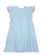 Seersucker Dress W. Frill Sleeves Dresses & Skirts Dresses Casual Dres...