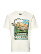 Neon Travel Graphic Loose Tee Tops T-shirts Short-sleeved White Superd...