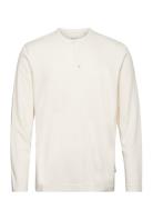 Structured L Tops T-shirts Long-sleeved Cream Tom Tailor