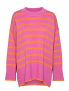 Carhella Ls Loose Striped O-Neck Knt Tops Knitwear Jumpers Pink ONLY C...