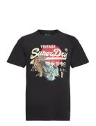 Tokyo Vl Graphic T Shirt Tops T-shirts Short-sleeved Black Superdry