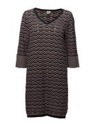 Wave Pattern Knit Dress Lyhyt Mekko Black Saint Tropez