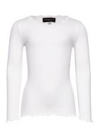 Silk T-Shirt W/ Lace Tops T-shirts Long-sleeved T-shirts White Rosemun...