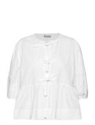 Cotton Poplin Tops Blouses Short-sleeved White Ganni