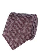 Geometric Silk Tie Solmio Kravatti Burgundy Portia 1924