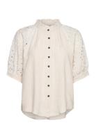 Fqlara-Blouse Tops Blouses Short-sleeved Cream FREE/QUENT