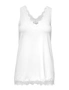 Rwbillie Sl Lace V-Neck Top Tops T-shirts & Tops Sleeveless White Rose...