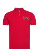 Custom Slim Fit Triple-Pony Polo Shirt Tops Polos Short-sleeved Red Po...