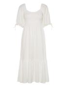 Short Sleeve Smock Dress Polvipituinen Mekko White Bubbleroom