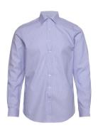 Technical Striped Shirt L/S Tops Shirts Business Blue Lindbergh Black