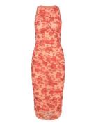 Felicia Mesh Midi Dress Polvipituinen Mekko Red Bardot