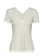 T-Shirt Ss Tops Blouses Short-sleeved Cream Rosemunde