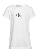 Micro Monogram Top Tops T-shirts Short-sleeved White Calvin Klein