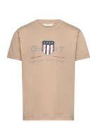 Archive Shield Ss T-Shirt Tops T-shirts Short-sleeved Beige GANT