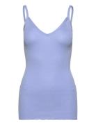 Silk Strap Top W/ Elastic Band Tops T-shirts & Tops Sleeveless Blue Ro...