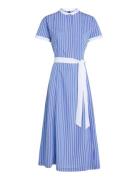 Stripe Ss Midi Dress Polvipituinen Mekko Blue Tommy Hilfiger