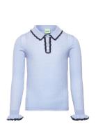 Rib Polo Tops T-shirts Long-sleeved T-shirts Blue FUB