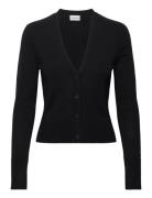 Merino Wool V-Neck Cardigan Tops Knitwear Cardigans Black Calvin Klein