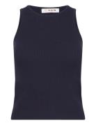 Rib Knit Tank Top Tops T-shirts & Tops Sleeveless Navy A-View