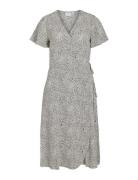 Vilovie S/S Wrap Midi Dress - Noos Polvipituinen Mekko Beige Vila