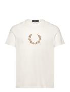 Flocked Laurel W Gra Tee Tops T-shirts Short-sleeved White Fred Perry