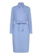 Belted Linen Shirtdress Polvipituinen Mekko Blue Polo Ralph Lauren