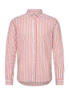 Jamie Cotton/Linen Striped Shirt Tops Shirts Casual Orange Clean Cut C...