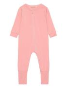 Nightsuit Ls - Bamboo Pyjama Sie Jumpsuit Haalari Pink Minymo