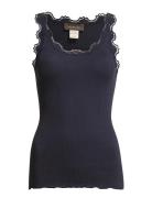 Rwbabette Silk Sl U-Neck Long Lace Tops T-shirts & Tops Sleeveless Nav...
