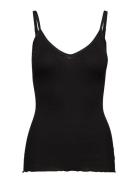 Silk Top W/ Elastic Band Tops T-shirts & Tops Sleeveless Black Rosemun...