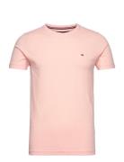 Stretch Slim Fit Tee Tops T-shirts Short-sleeved Pink Tommy Hilfiger