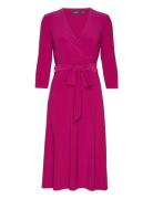 Surplice Jersey Dress Polvipituinen Mekko Pink Lauren Ralph Lauren