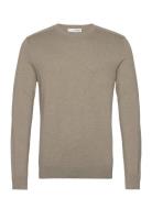 Slhberg Crew Neck B Tops Knitwear Round Necks Khaki Green Selected Hom...