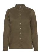 Cuantoinett Button Shirt Tops Shirts Long-sleeved Khaki Green Culture