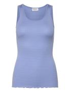 Silk Top Tops T-shirts & Tops Sleeveless Blue Rosemunde