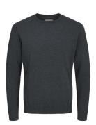 Jjebasic Knit Crew Neck Noos Tops Knitwear Round Necks Grey Jack & J S