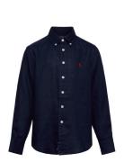 Linen Shirt Tops Shirts Long-sleeved Shirts Navy Ralph Lauren Kids