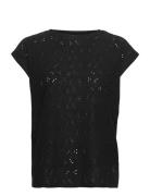 Fqblond-Tee-Flower Tops T-shirts & Tops Short-sleeved Black FREE/QUENT