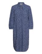 Viscose Midi Dress With All-Over Print Polvipituinen Mekko Blue Esprit...