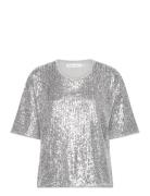 Jarjariw Tshirt Tops Blouses Short-sleeved Silver InWear