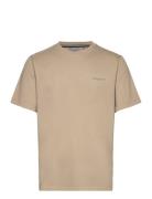 Overdyed Logo Loose Tee Tops T-shirts Short-sleeved Beige Superdry