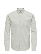 Onsremy Ls Reg Wash Oxford Shirt Tops Shirts Casual Grey ONLY & SONS