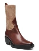 Western 2 Leathers Shoes Boots Ankle Boots Ankle Boots With Heel Brown...