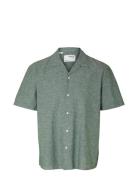 Slhrelaxnew-Linen Shirt Ss Resort Tops Shirts Short-sleeved Green Sele...