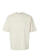 Slhlooseoscar Ss O-Neck Tee Noos Tops T-shirts Short-sleeved Beige Sel...