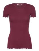 Rwbernadine Ss O-Neck T-Shirt Tops T-shirts & Tops Short-sleeved Burgu...