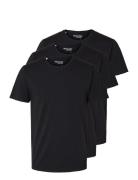 Slhroland Ss O-Neck Tee 3-Pack Noos Tops T-shirts Short-sleeved Black ...