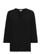 Wide Blouse With 3/4-Length Sleeves Tops Blouses Long-sleeved Black Es...